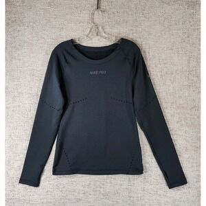 Nike Pro Hyperwarm Performance Long Sleeve Shirt Womens M Black Vented